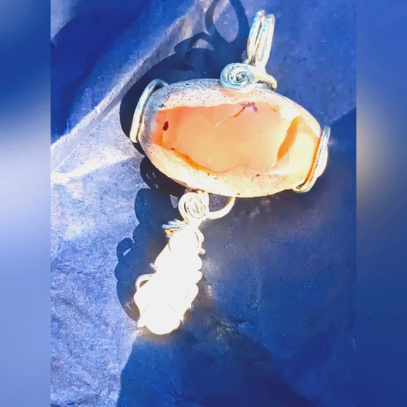 Mexican Cantera And Australian Opal Pendant Sterling Silver Eye - Picture 3 of 16